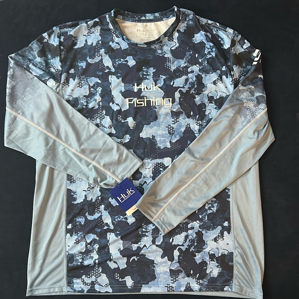 Men's Fishing Shirt Longsleeve Camo Blue